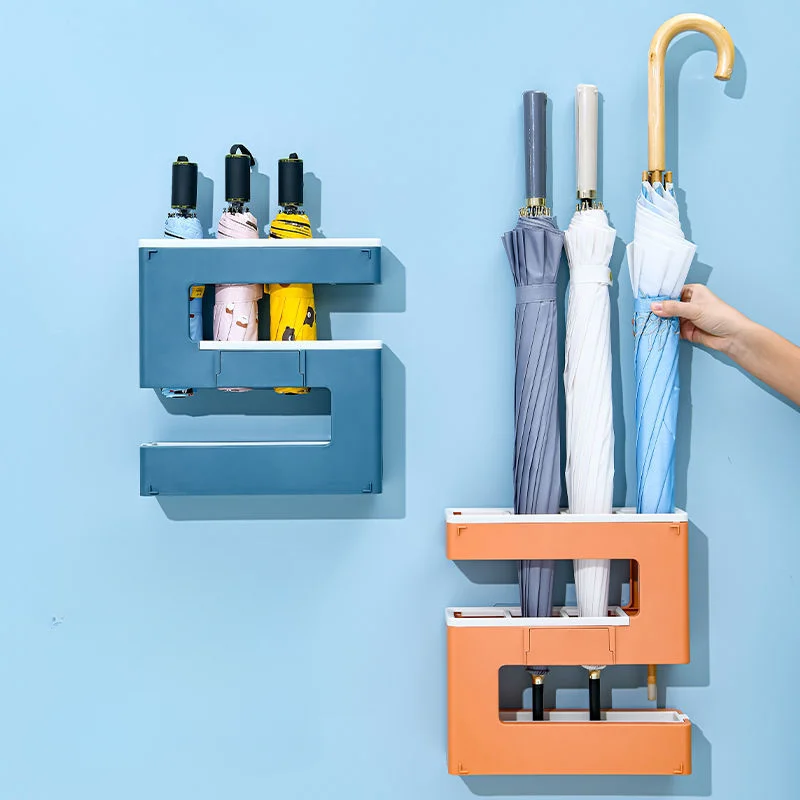 

Umbrella Storage Holder Hanging Wall Household Umbrella Bucket Drain Rack Creative Wall-mounted Shelf Punch-free Rain Gear Rack