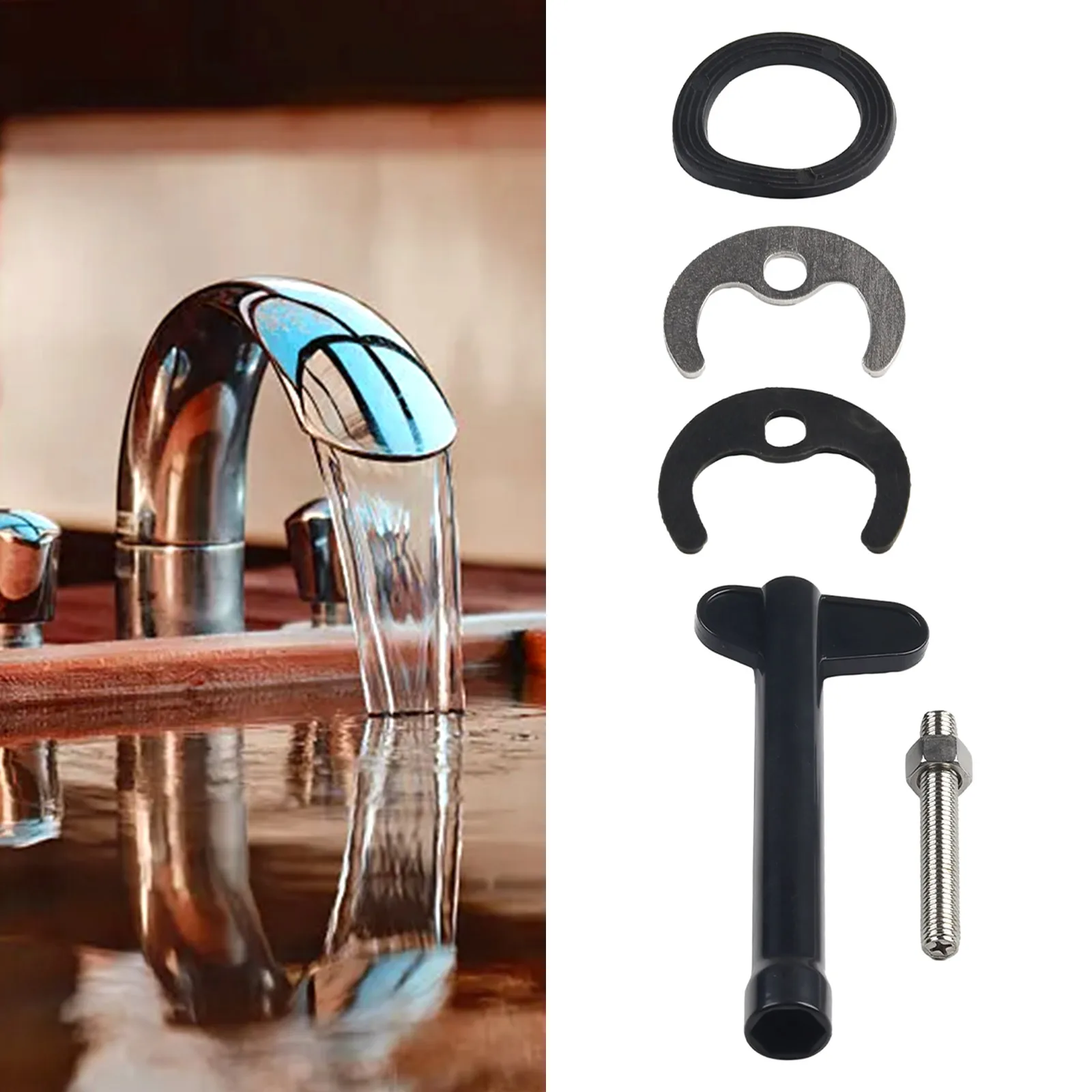 Picture 4: Kit Tap Faucet Fixing Fitting Kitchen Home Household Accessories Basin Bolt Washer Wrench Plate Faucet Repair Set Tool