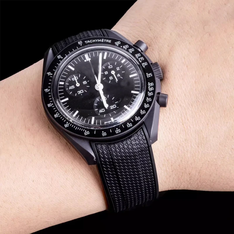 20mm Rubber Silicone Watch Band for Omega X Swatch Joint MoonSwatch Strap for Seamaster 300 Men Women Curved End Wrist Bracelet image 6
