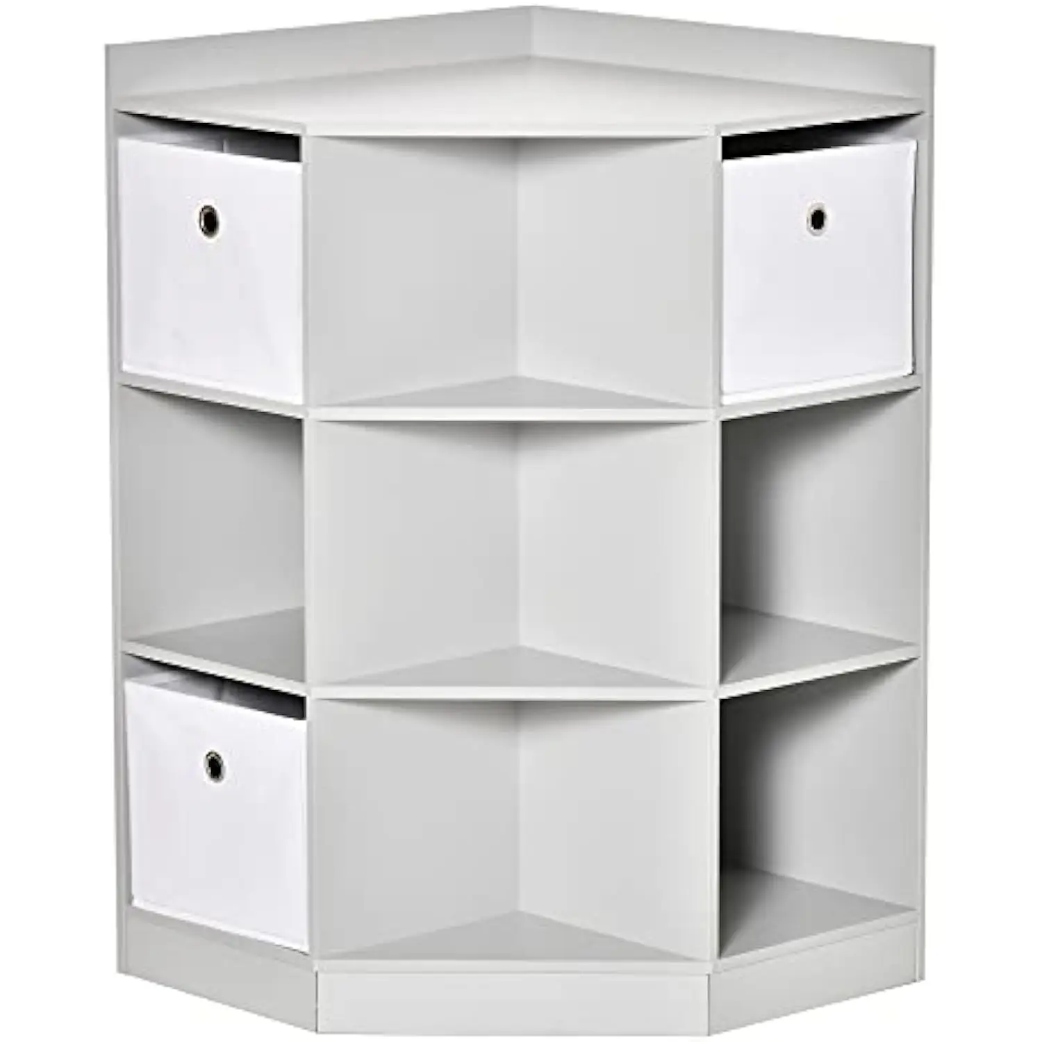 

HOMCOM Kids Corner Cabinet, Cubby Toy Storage Organizer, Bookshelf Unit with Three Baskets for Playroom, Bedroom, Living Room,