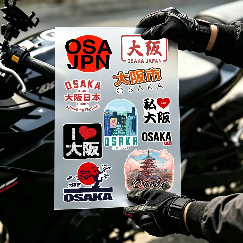 Osaka Japan Travel Cityscape Aesthetic Graffiti Stickers Waterproof PVC Decals for Car Motorcycle Skateboard Helmet Notebook