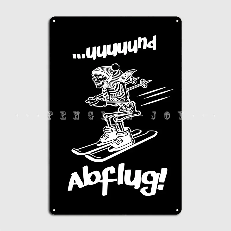 Lustiges Skifahrer Skelett Metallschild Malerei Dekor Wand Höhle Party Retro Blechschild Poster