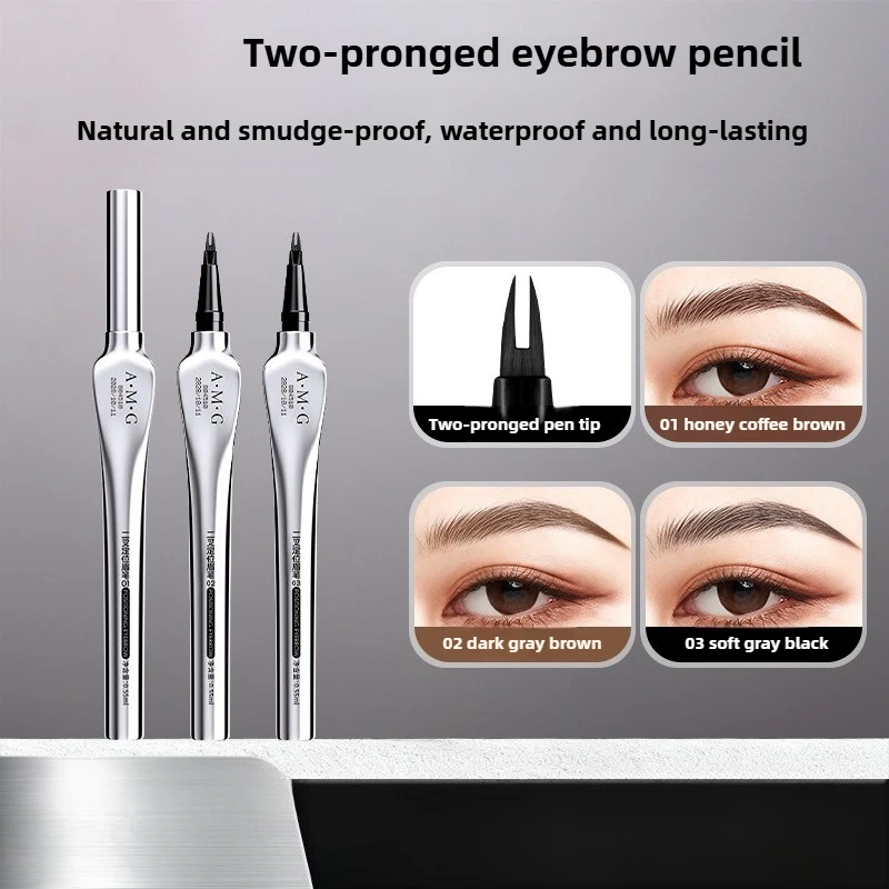 قلم حواجب مزدوج الشق مقاوم للماء ومقاوم للعرق، متعدد الاستخدام، تركيبة لا تلطخ لصالة الألعاب الرياضية والأنشطة اليومية والمبتدئين