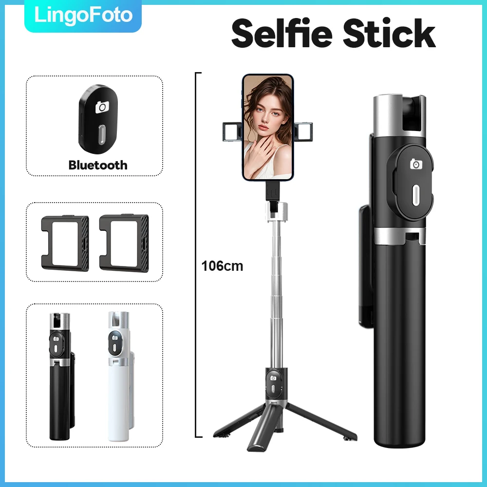 Trépied perche à selfie Bluetooth, support de téléphone pliable, conception de mini porte-clés, adapté aux téléphones intelligents Apple, Android et autres