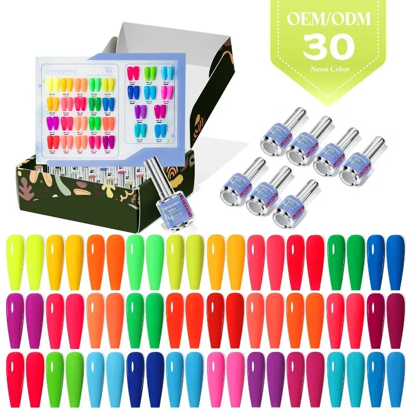

Vendeeni 30 цветов 15 мл Гель-флуоресцентный цветной лак Набор гель-лаков Easy Soak Off Гель-лак Набор для ногтей Nail Salon Profession