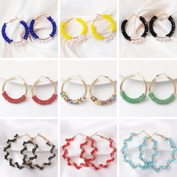 New Stylish Oversize Hoop Earrings for Women Colorful Acrylic Beads Metal Cirlce Earrings Exaggerated Pearl Earrings pendientes