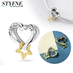 Lucky 925 Sterling Silver Star & Heart Charm Beaded Fit Original Bracelet Diy for Women Jewelry Commemorative Gift