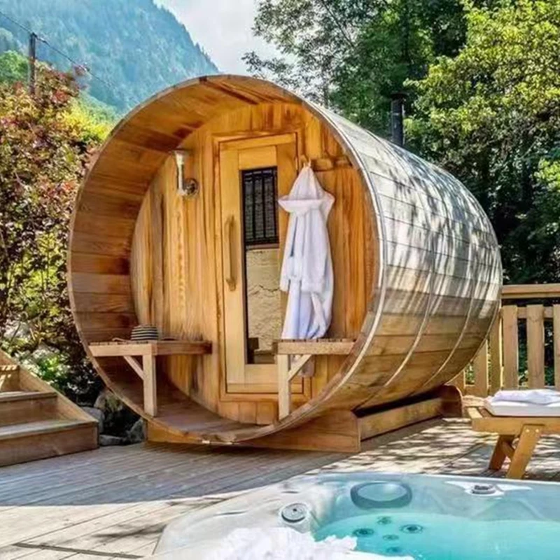 JCHousehold في الهواء الطلق غرفة ساونا هيملوك طبلة خشبية أربعة أشخاص غرفة البخار فيلا مخصصة ستة أشخاص متعدد الأشخاص فناء البخار