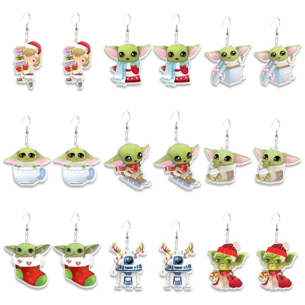 Yoda pingente brinco gancho brincos natal venda quente design bonito gancho feminino menina jóias acessórios crianças presente de festa de natal