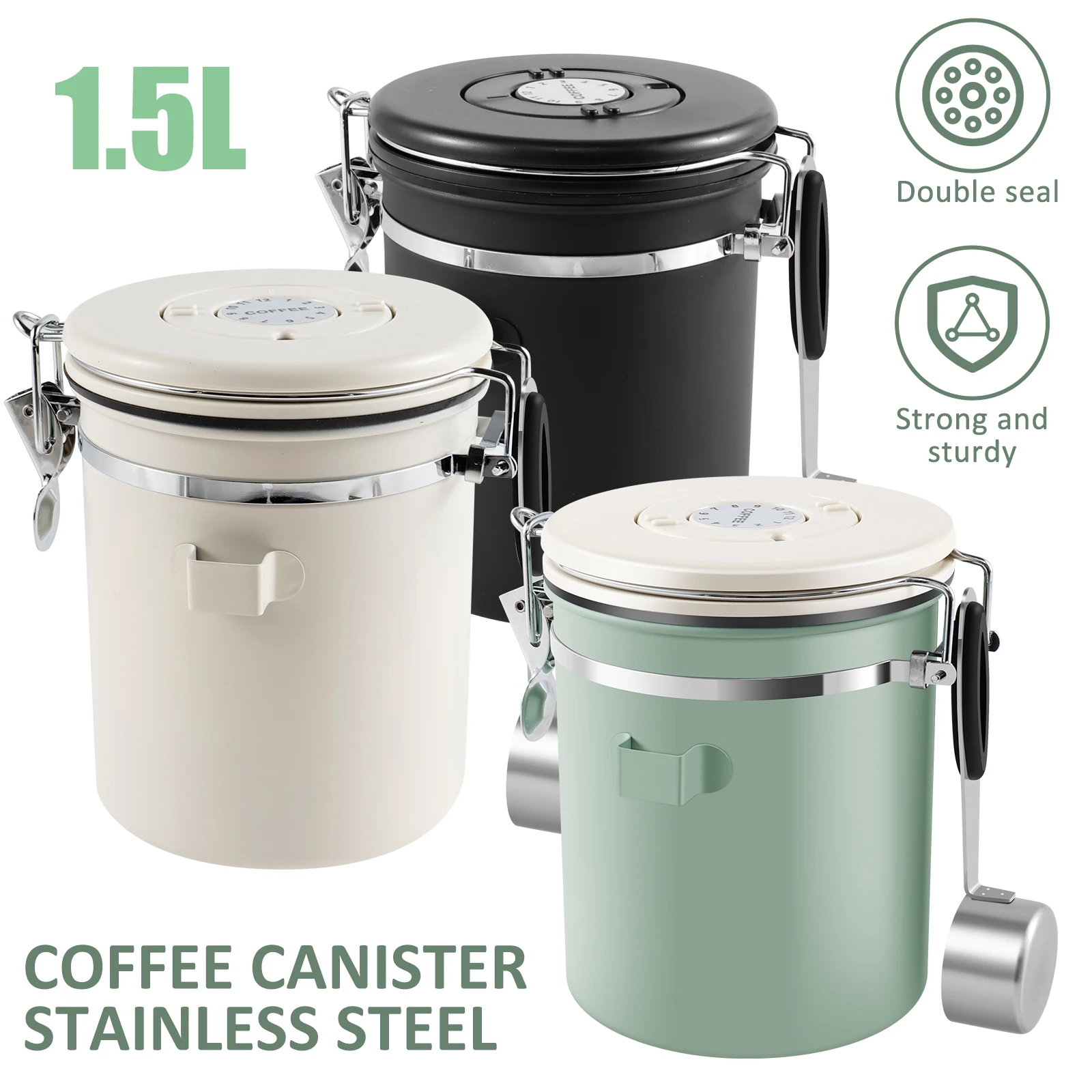 Airtight Canister Kitchen Storage Bottles Jars Coffee Beans Vacuum Sealed Tank Food Container Grains Tea Candy Storage Organizer