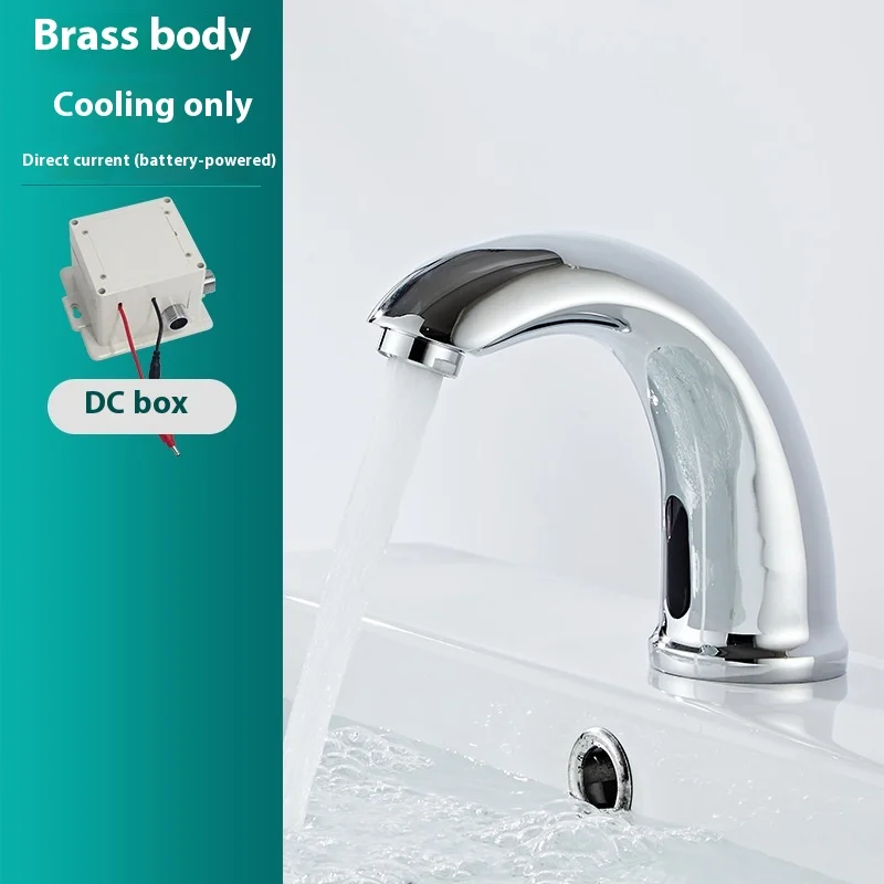 Single-Hole Brass Basin Faucet Fully Automatic Smart Sensor Brushed Ceramic Hot Cold Water Mixer For Kitchen