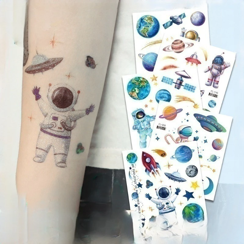 Size:105×120mm New Waterproof Flash Powder Fantasy Space Cartoon Children's Temporary Tattoo Sticker