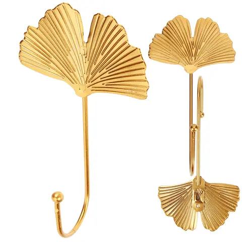 Ganchos de pared de hoja dorada, colgadores adhesivos autoadhesivos para perchero, baño, cocina, puerta trasera, ganchos multiusos de hierro, 3 uds.