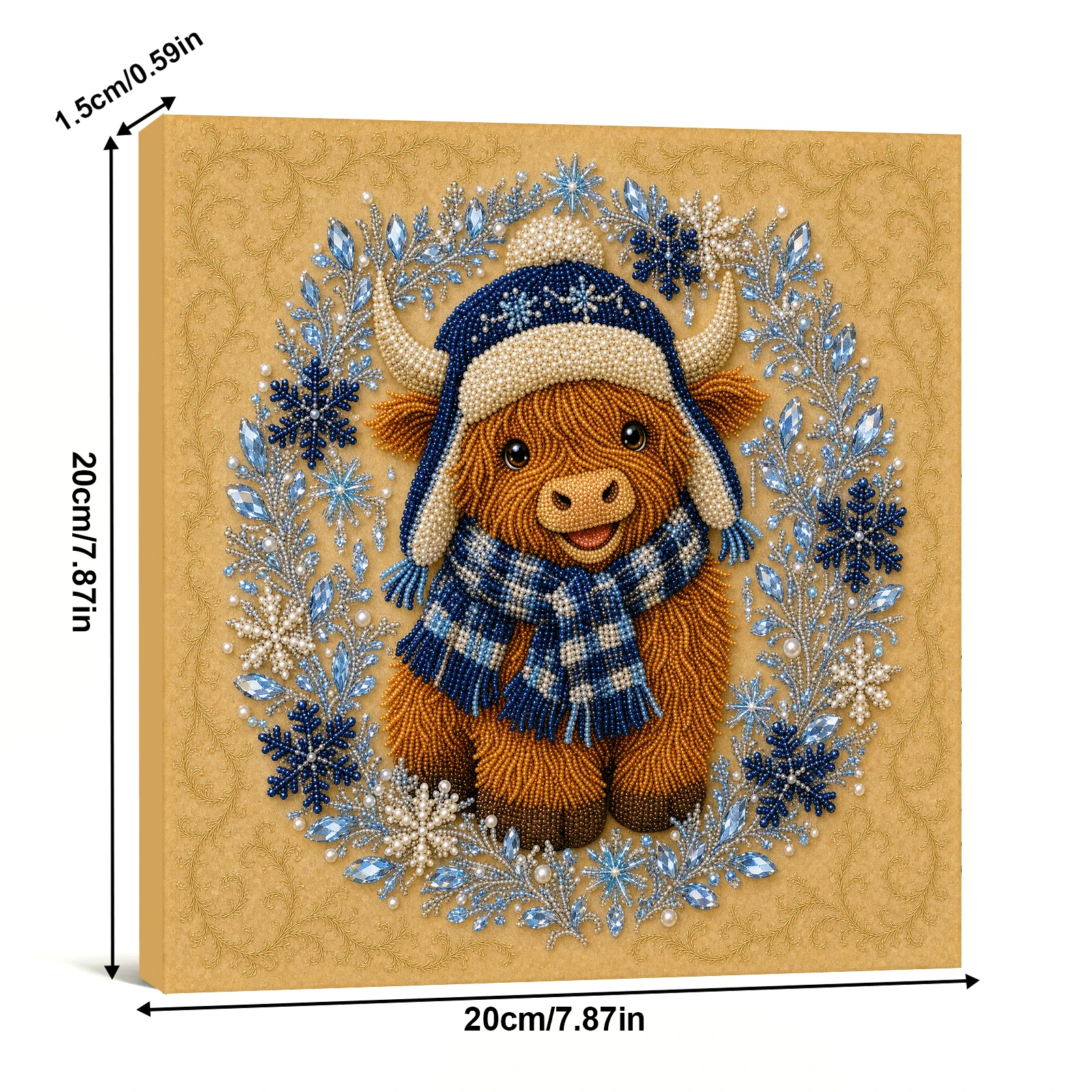 Framed Pearl Painting Kit Cute Highland Cow DIY Self-Adhesive Bead Canvas Wall Art 7.87x7.87in - view 6