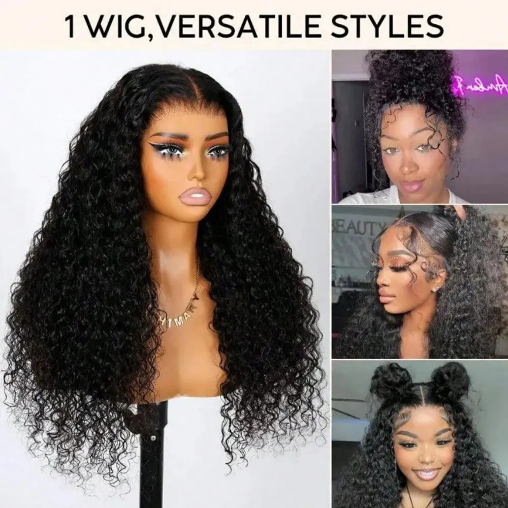 36 Inch Deep Wave Lace Front Wigs 250% Density Glueless Human Hair Wig Pre Plucked Brazilian HD Transparent Lace Frontal Wig
