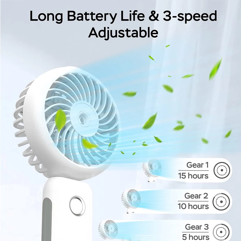 Fan Portable Handheld Misting Fan 4000mAh USB Rechargeable Personal Mister Foldable Fan Spray Water Mist Fan For Travel Outdoors