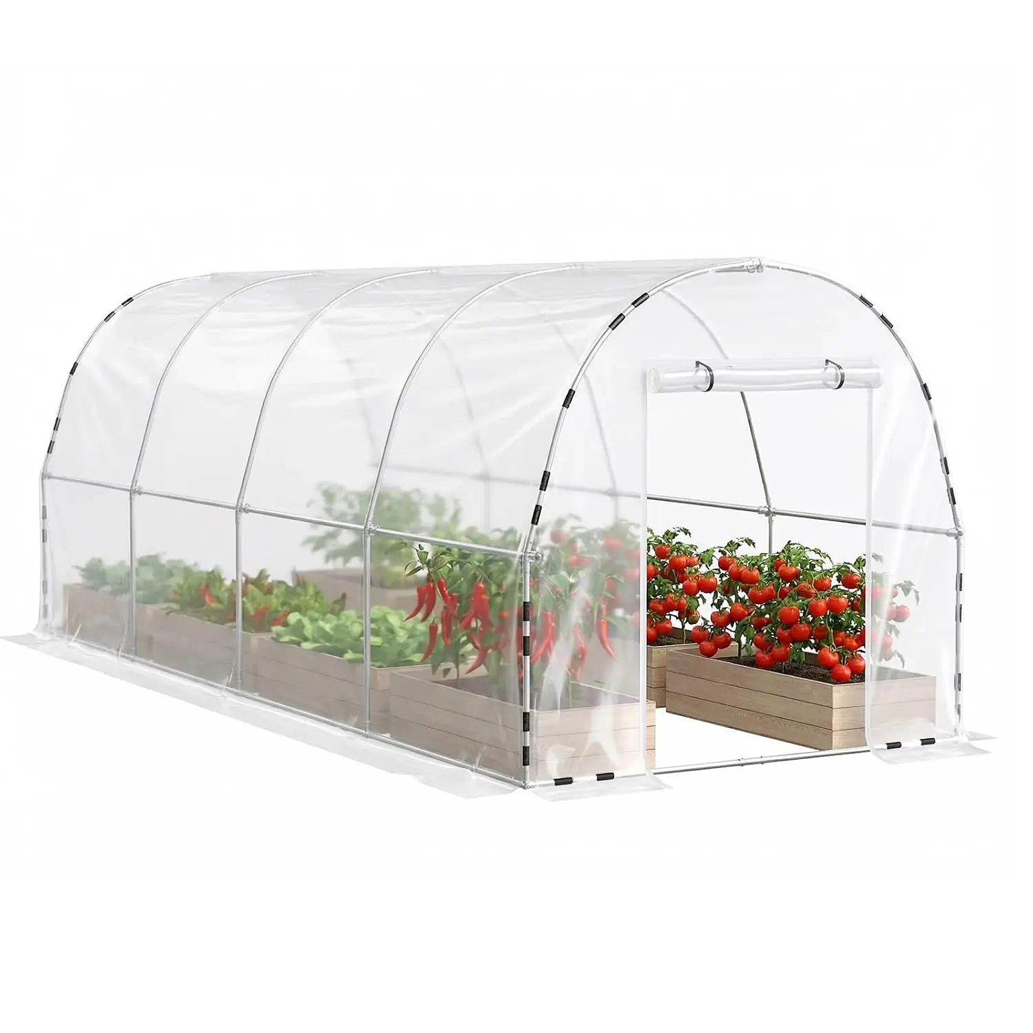 Walk-in Tunnel Greenhouse 19.7x7.9x6.5FT Outdoor Plastic Film Heavy-Duty Galvanized Steel Frame Garden Plant Winter, Customized
