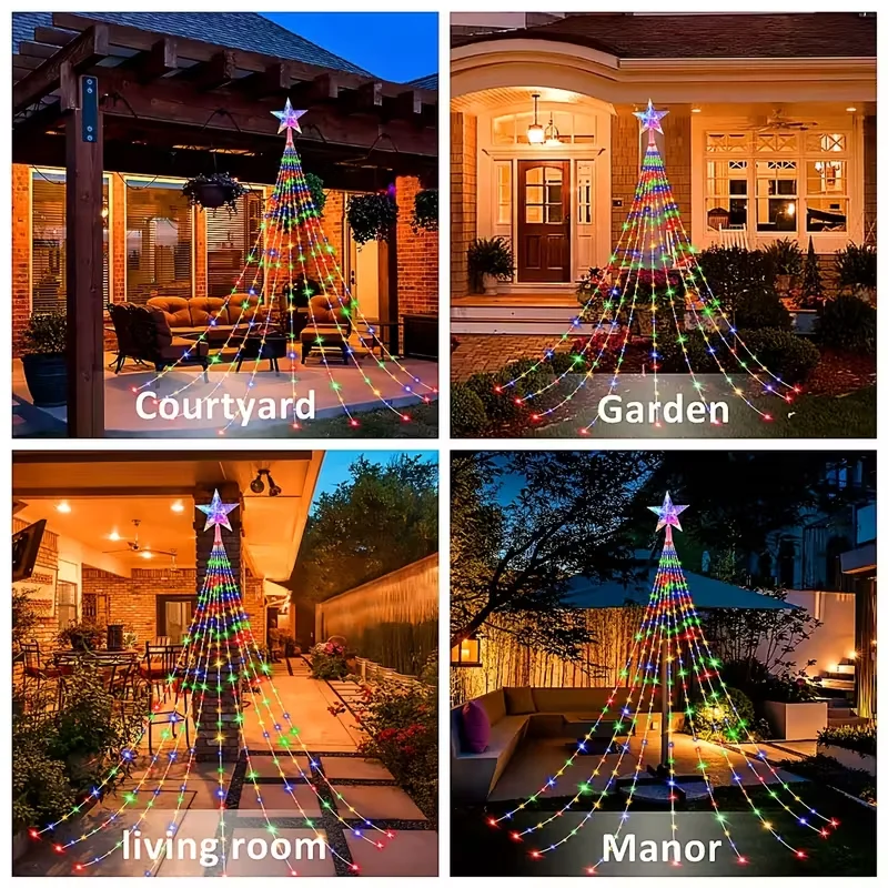 Outdoor Solar Lights 280LED Solar Christmas Tree Decoration Light 8 Modes Fairy Light for Christmas Halloween Garden Yard Party