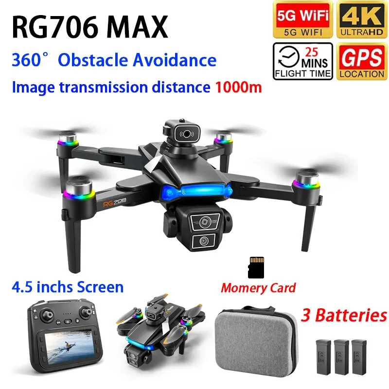 RG706MAX Drone GPS 5G WIFI FPV 4K Dual Camera 360° Obstacle Avoidance Smart Follow Trajectory Flight Quadcopter with 4.5