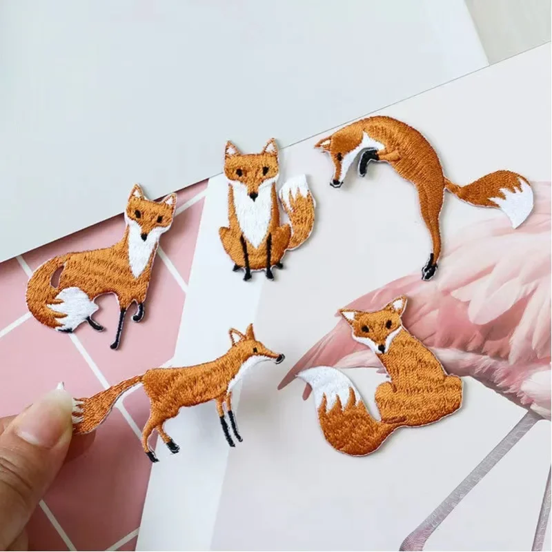 

Fox Applique Embroidery Apparel Fox Patch Clothing Repair Patches DIY Phone Case Handmade Animal Patches Jeans Trim