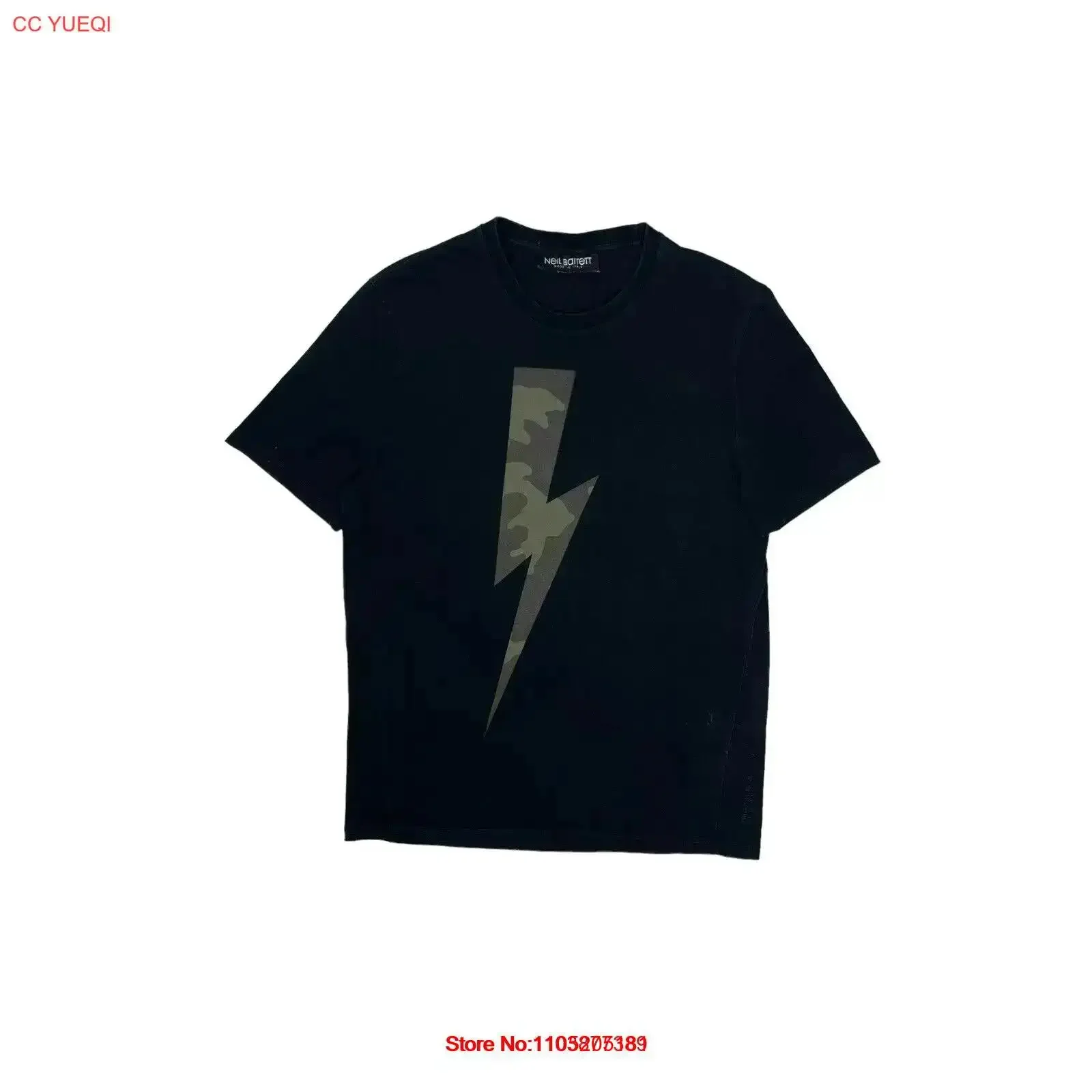 Neil Barrett Camo Lightning Bolt T Shirt Black Mens Medium Made In Italy vintage Washed Stylish Versatile Comfortable