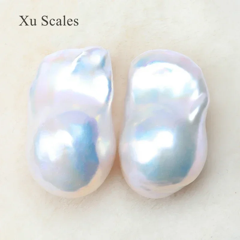 Natural Fresh Water 15-30mm Irregular Shaped Large Baroque Pearl Pairing Beads with Color Aurora White Can DIY Earrings Jewelry