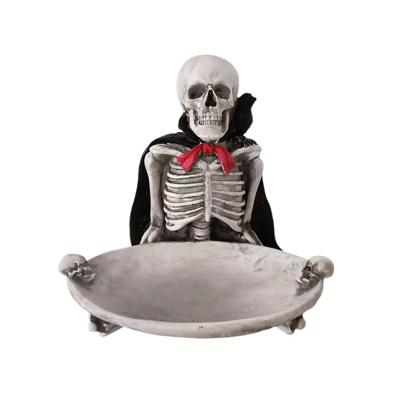 New Halloween Gifts Cloak Skull Tray Tabletop Storage Ornaments Resin Craft Ornament view 5
