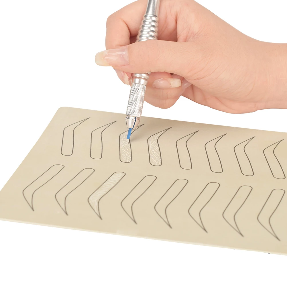 

10 Pcs Silicone Eyebrow Practice Skin Sheets Tattooing Microblading Training Simulated Human Skin Durable Elastic Storage Salon