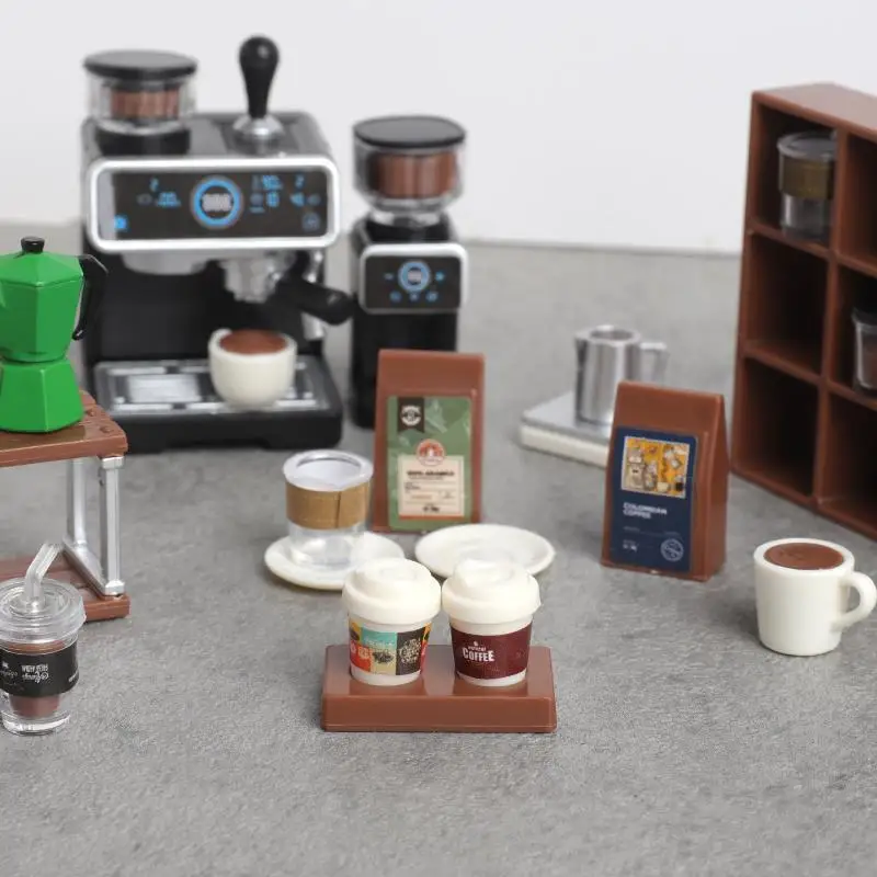New#1:12 Dollhouse Miniature Coffee Machine Cup Coffee Mixer Machine Model Kitchen Doll Electrical Appliance Model Toys