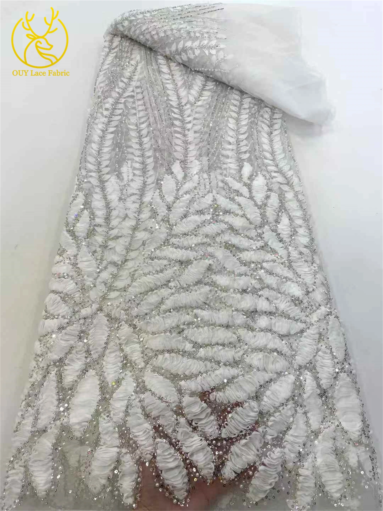 2025 فاخر اليد الأفريقية المطرزة الترتر مطرز الدانتيل جودة عالية أنيقة الفرنسية الترتر النسيج لفساتين الزفاف النسائية