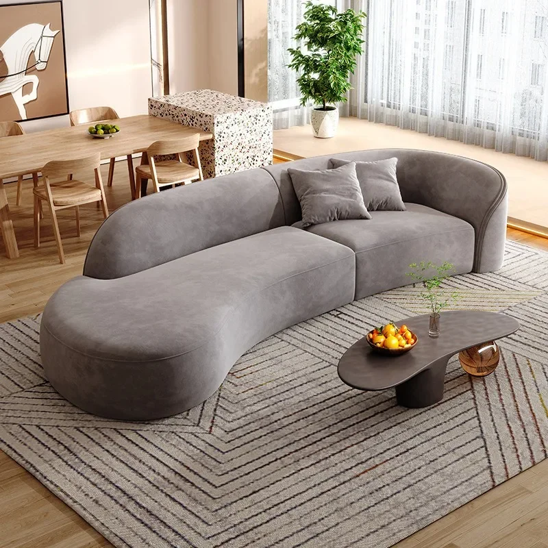 Fabric sofa modern simple technology cloth sofa light luxury cream wind curved moon lazy living room sofa combination