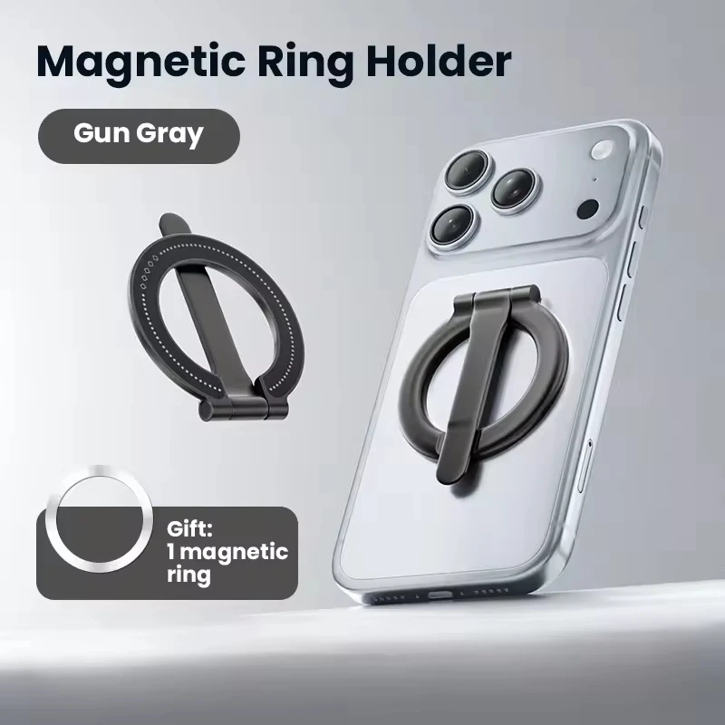 

Universal Magnetic Ring Phone Holder Zinc Alloy Lazy Stand Hands-Free Portable for iPhone 17 16 15 14 13 12 Pro Max ﻿