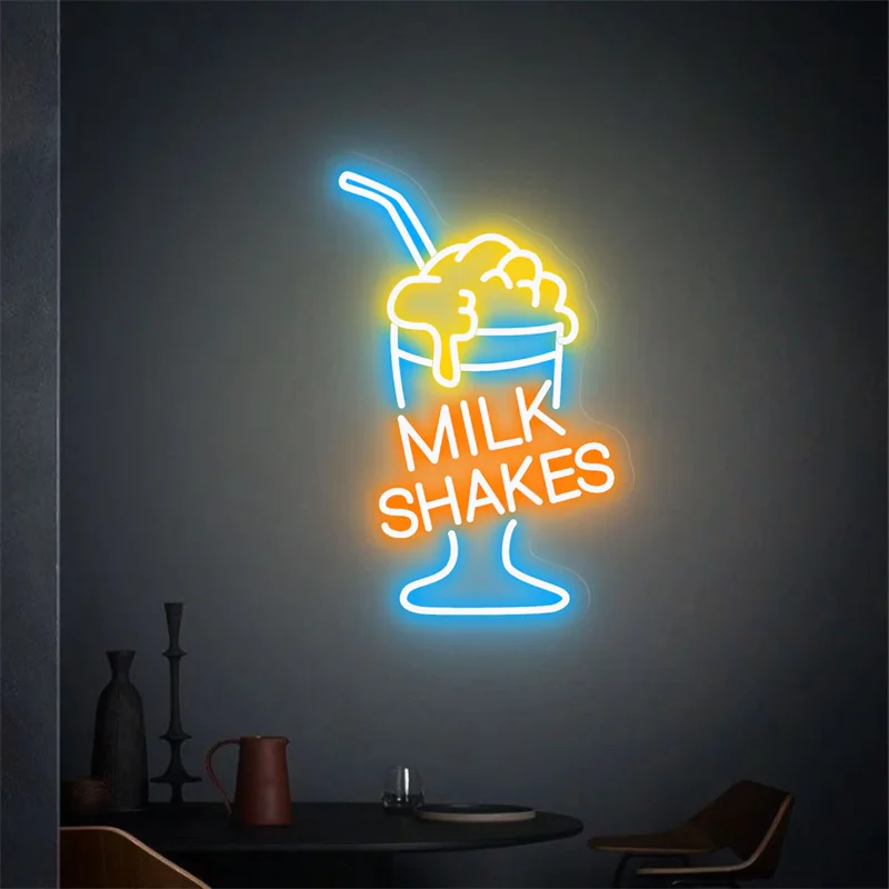 

Milk Shake Neon Sign Milkshake Sign Custom For Coffee Shop Bar Decor Drink Sign Boba Shop Decor LED Neon Light For Coffee Bar