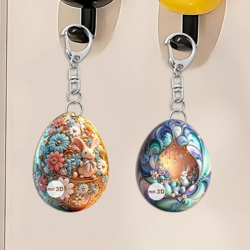 Easter Rabbit Key Chain Easter Egg Toys Key Ring With Rabbit Design Hangable Ornaments Party Favors Classroom Car Rearview