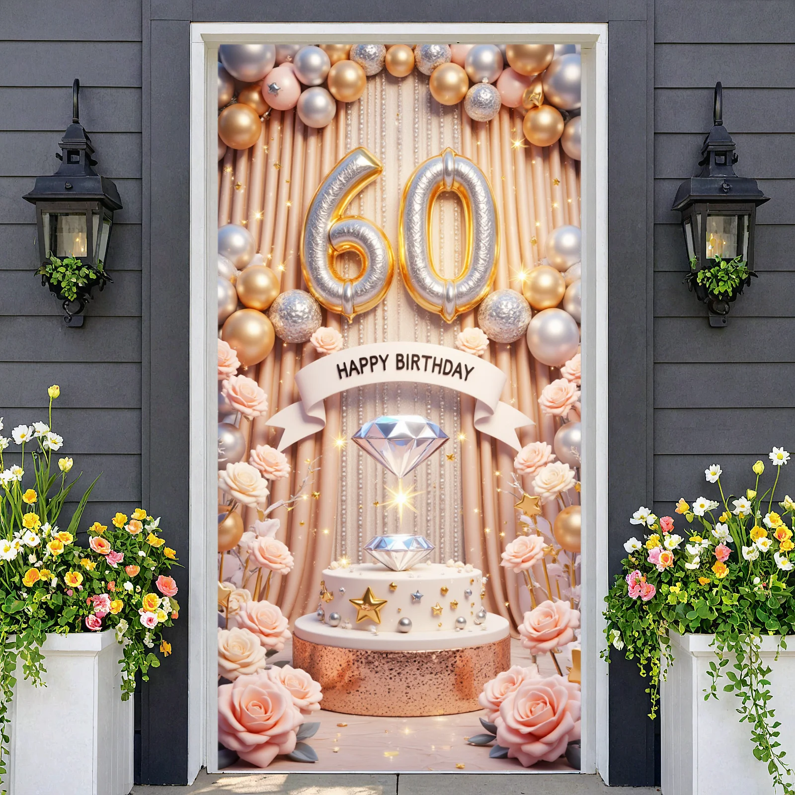 

Баннер для празднования 60-летия в нежно-розовых тонах, украшение для дня рождения, розовые латексные шары, баннер «С Днем Рождения, 60 лет!»