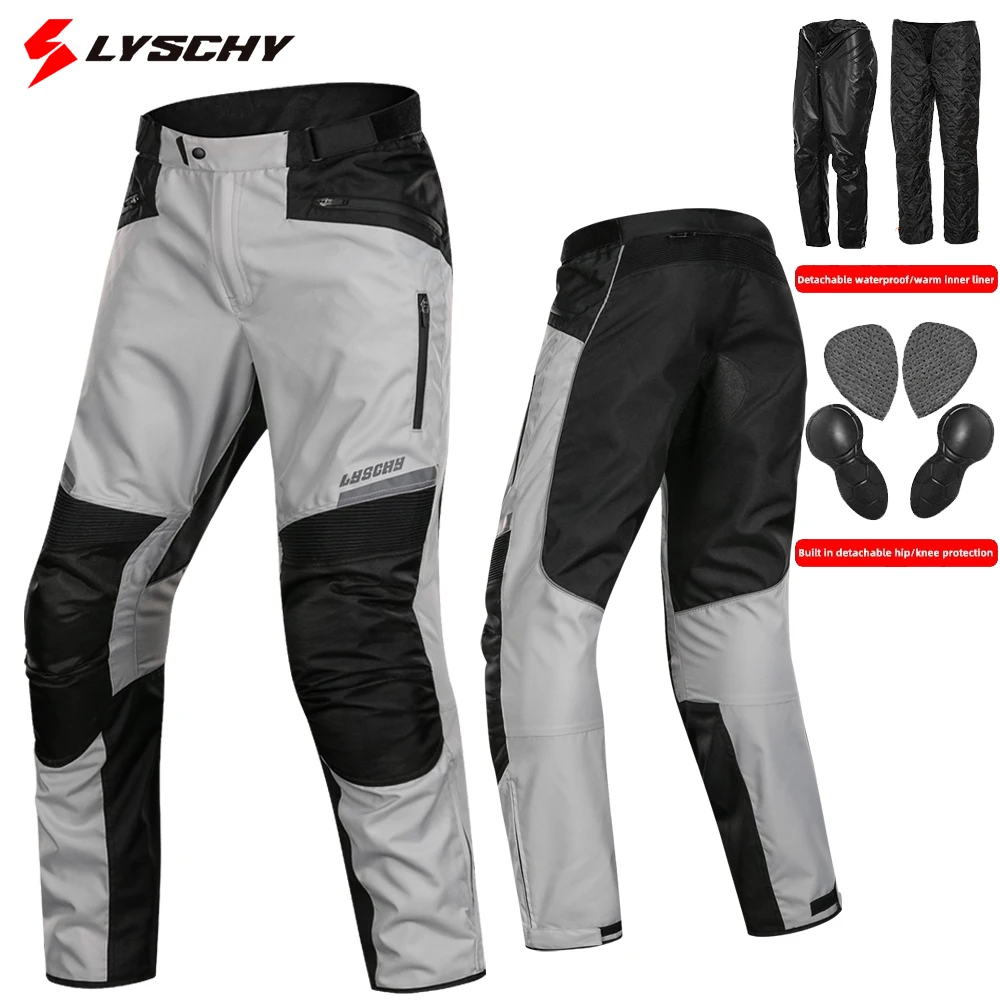

LYSCHY Men Winter Motorcycle Pants Waterproof All-Season Biker Ski Moto Motocross Rally CE Knee Protected Riding Trousers S-5XL