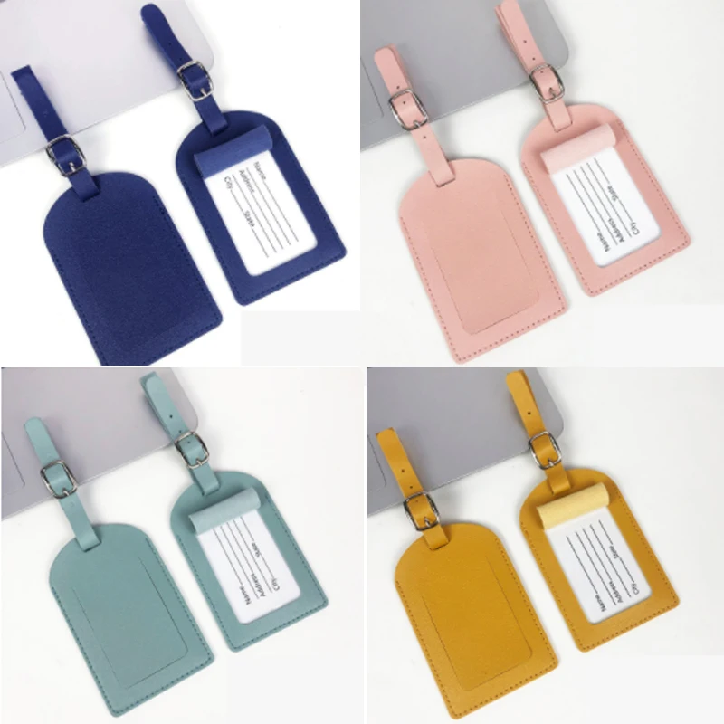 PU Luggage Tag Light Soft Travel Accessories Travel Color Airplane Luggage Tag Boarding Pass Suitcase Tag Pu Leather