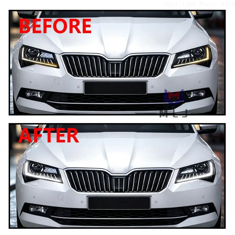For 2016-2018 Volkswagen Skoda Superb Headlight LED DRL Bar Acrylic Light Guide Tube Light Guide Strip Angel Eye Board DRL Chip