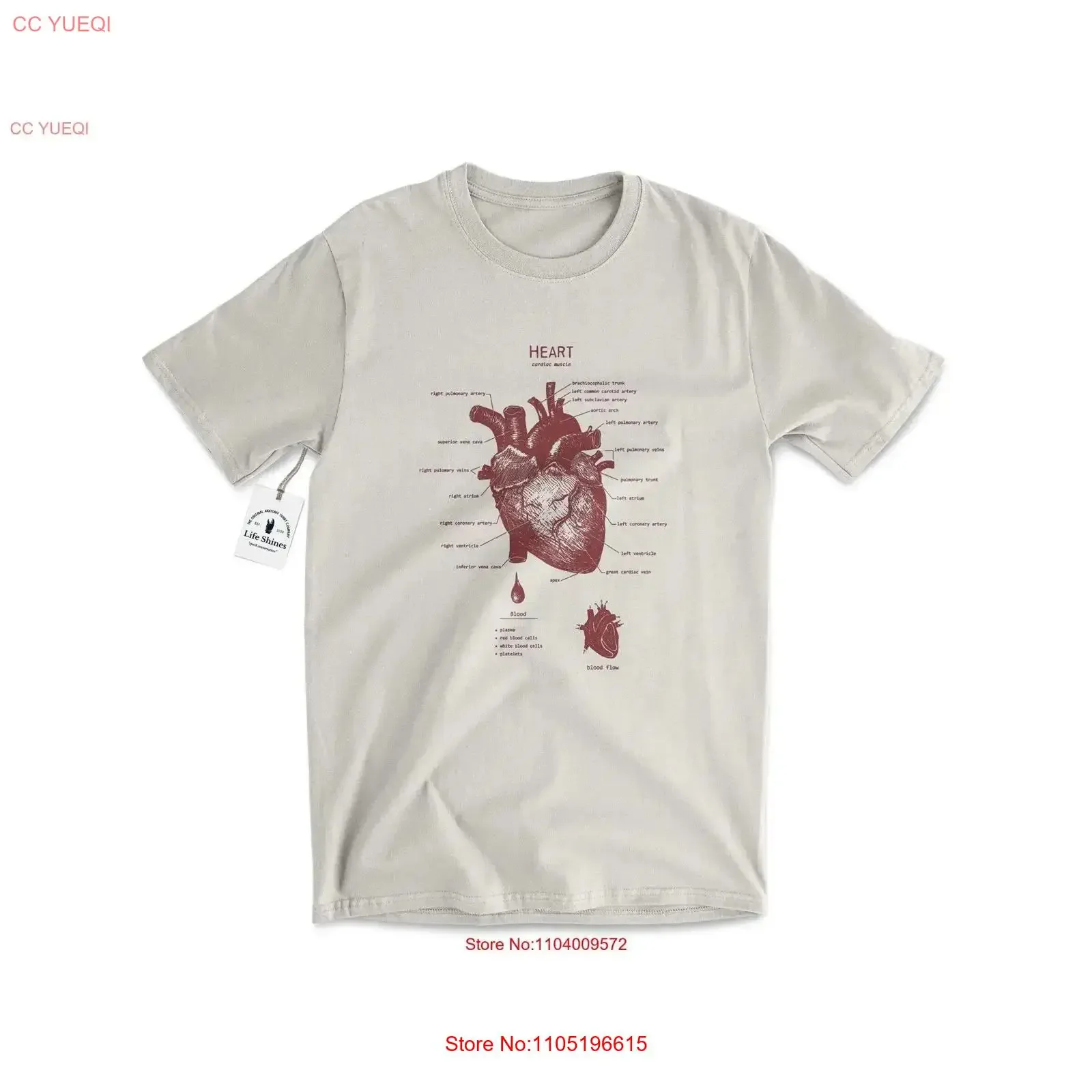 Heart Anatomy T Shirt Cardiac Muscle Biology Human Drawing Art vintage Washed homme Unisex Versatile designer clothes
