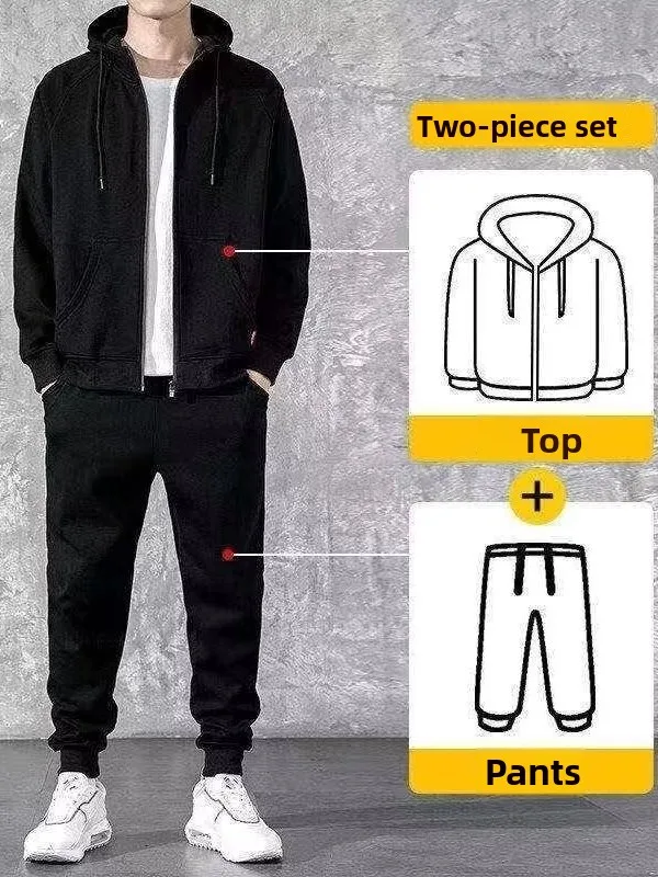 

Youth Hoodie Set Men's Spring Autumn Sportswear Casual Outerwear Trendy Brand Long Sve Long Pants Polyester Fiber