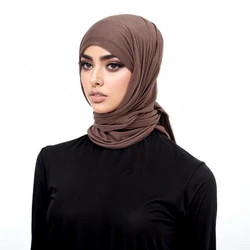 Groothandel Ramadan Effen Driehoek Sjaal Massief Modaal Jersey Hijab Elasticiteit Moslim Sjaals Sjaal Katoen Islam Sjaals En Wraps