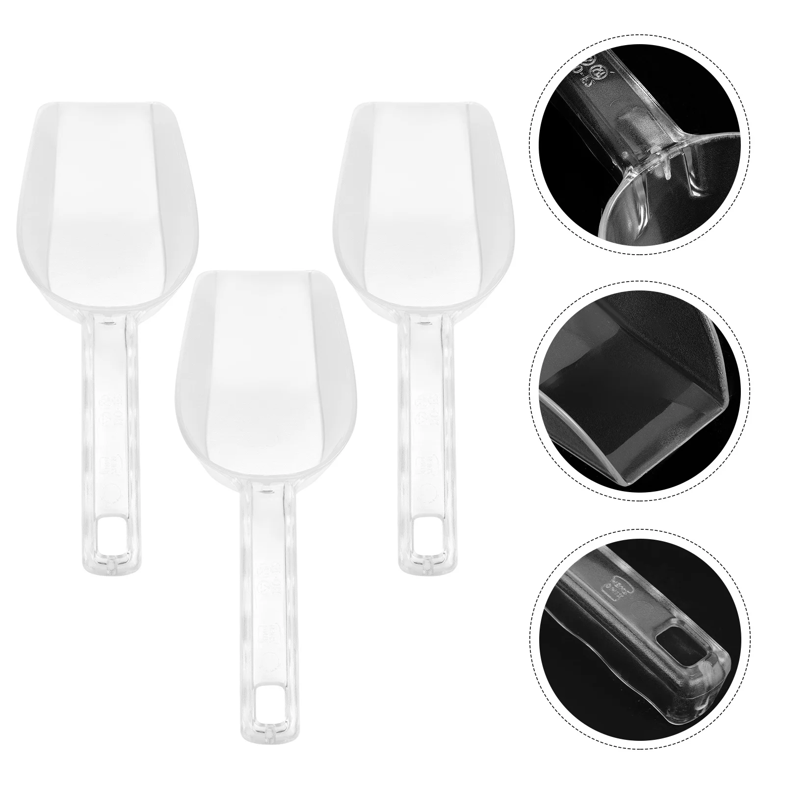 

3Pcs Multipurpose Acrylic Ice Scoops Food Shovels for Kitchen Home Party Flour Rice Beans Candy Ice Scoop