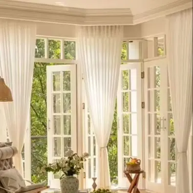 Europäische Schlichte Jacquard-Vorhänge, Transparente Gazevorhänge, Weißer Tüll, Moderne Mode, Maßanfertigung für Wohn-, Ess- und Schlafzimmer