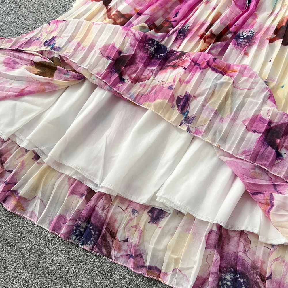 Chic vintage long sleeve print Elegant Fairy autumn hotsweet Sundress women clothing A-line dress