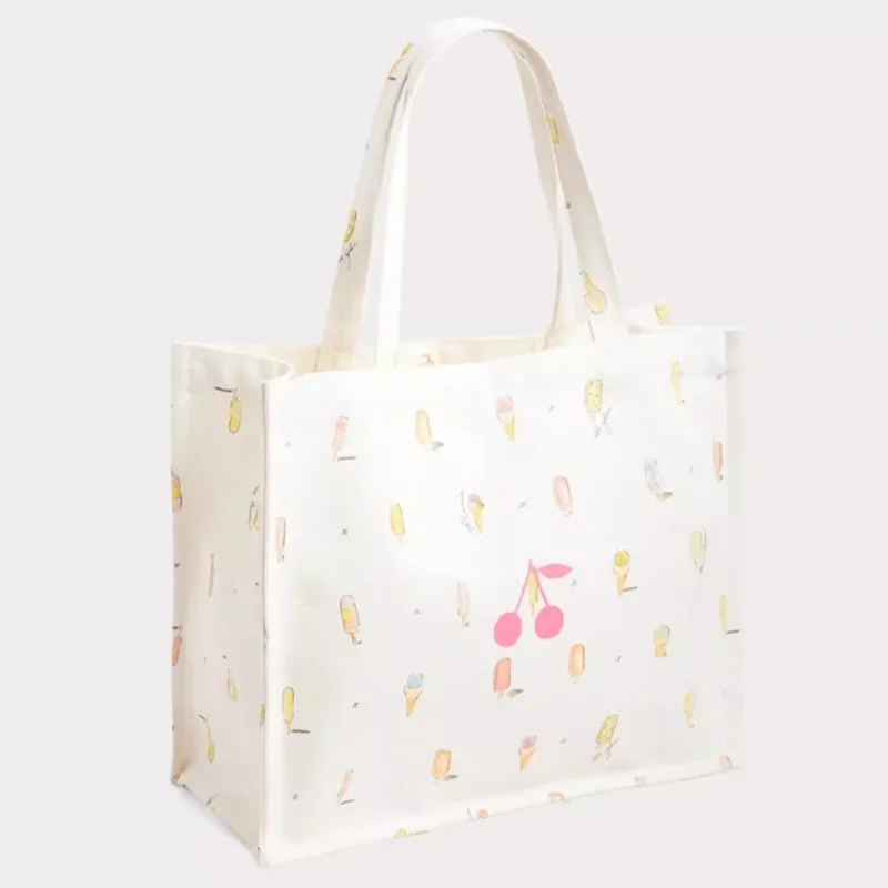 

BP Cavans Bag Shoulder Handbag Folding Eco-Friendly Cotton Tote Bags Ice cream White Bag