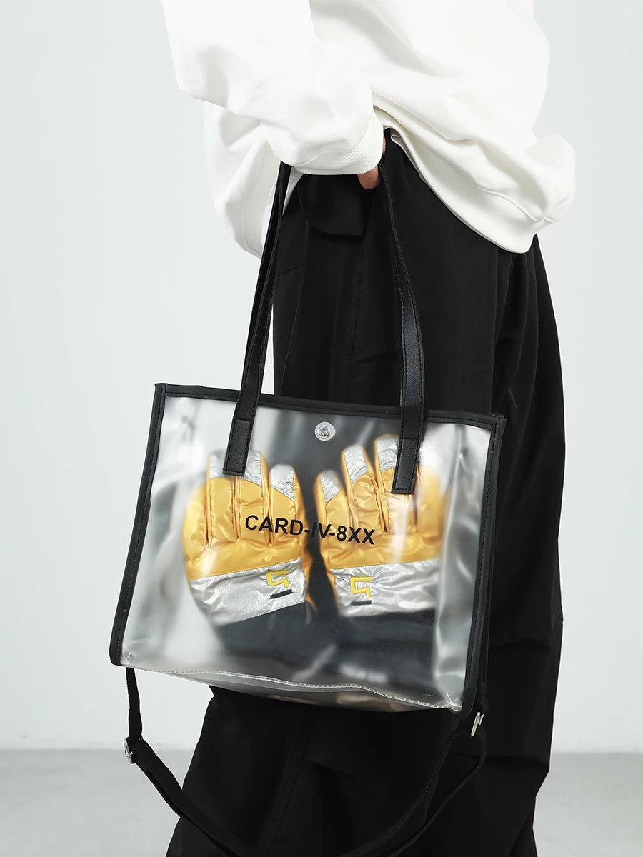 

High-capacity Pvc Transparent Portable Shoulder Bag Men's Fashion Brand Messenger Bag Niche Design Advanced Work Bag