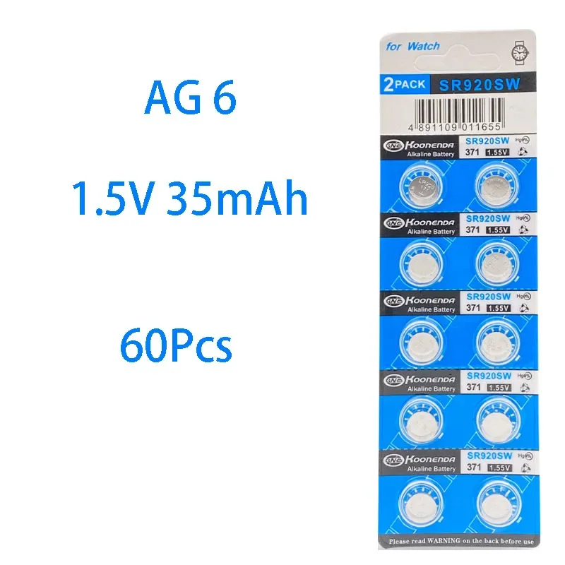 SR920sw button battery, AG6/LR920/171/LR69/371 universal, suitable for silver oxide watches, quartz watches, pocket watches, etc