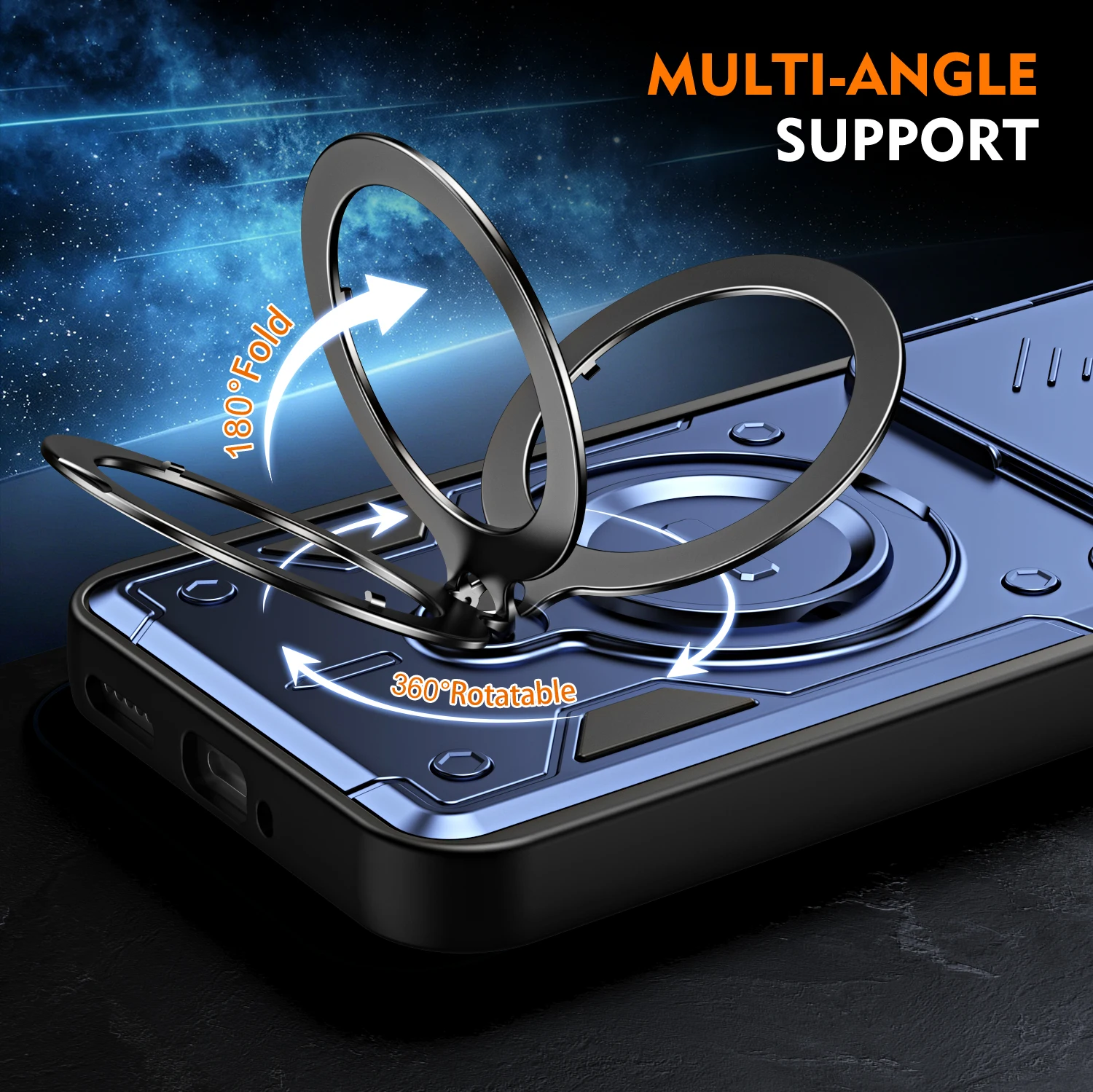 Stoßfeste Hybrid-Doppelschicht-Hülle mit magnetischem Metallringständer für Xiaomi 15T Redmi Note 15 Pro Plus mit drehbarer Schiebe-Kameralinsenabdeckung. – Detail 3