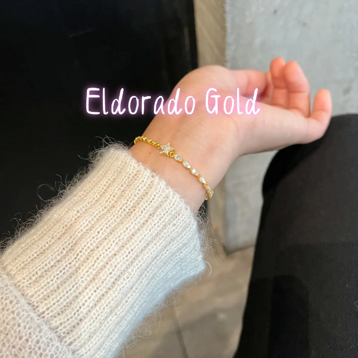 

Eldorado Gold 999 24K real gold star four-pointed star bracelet for women ins full diamond fashion versatile bracelet temperamen