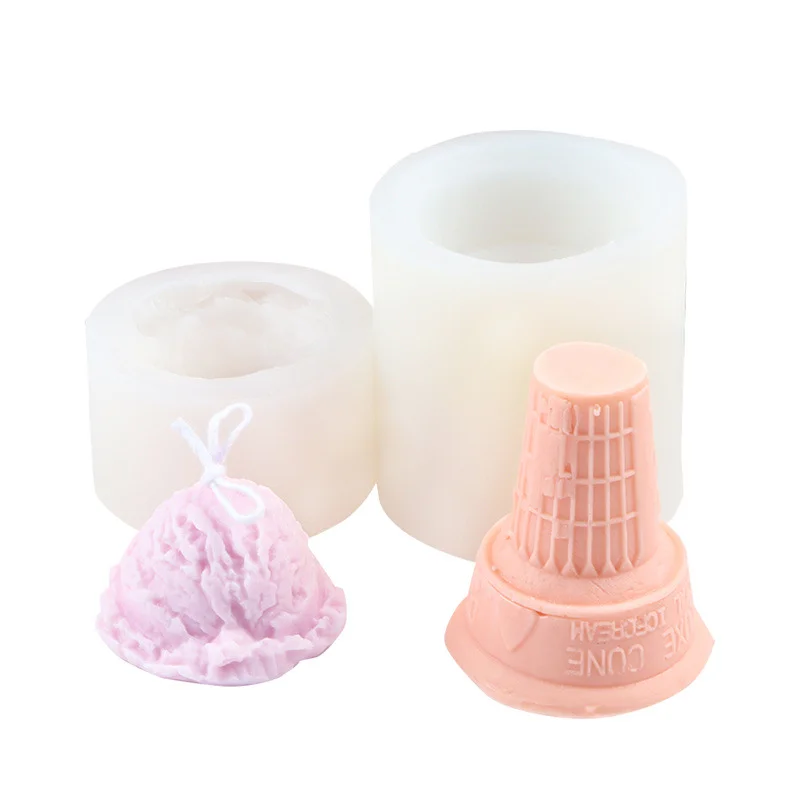 Ice Cream Candle Silicone Mold DIY Ice Cream Cone Aromatherapy Plaster Soap Diffused Stone Handmade Candle Mold Cake Decor Tools - view 4